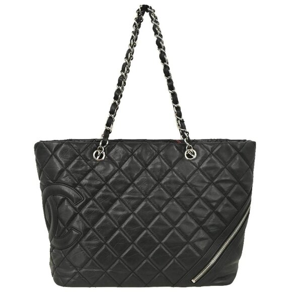 Chanel Black Calfskin Cambon Ligne Tote Chain Handbag - Picture 1 of 12